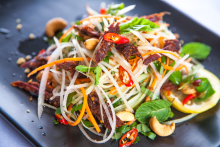 Hanoi street food tour-dried beef and green papaya 